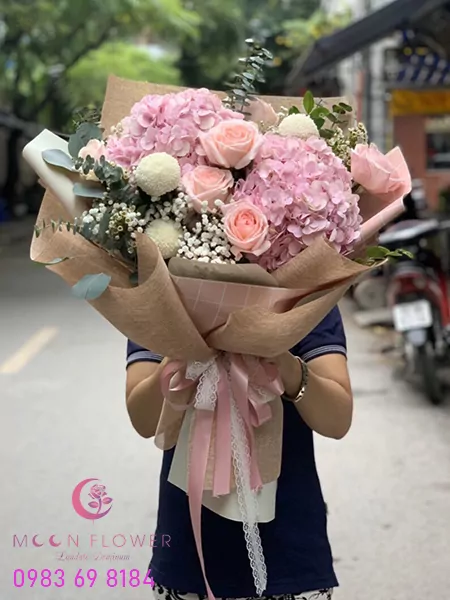 Bó hoa cẩm tú cầu hồng - Tình yêu ban mai