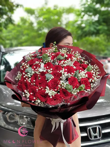 Bó hoa hồng đỏ nhập RED- Thà chết cũng không xa nhau