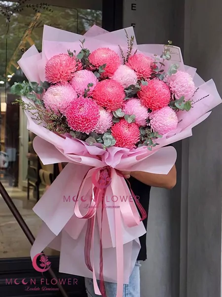 Bó hoa cúc mẫu đơn nhập 15 bông - Sức sống căng tràn