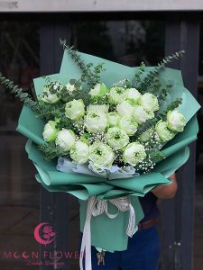 Bó hoa hồng sen trắng tại Hà Nội - Thuần Khiết