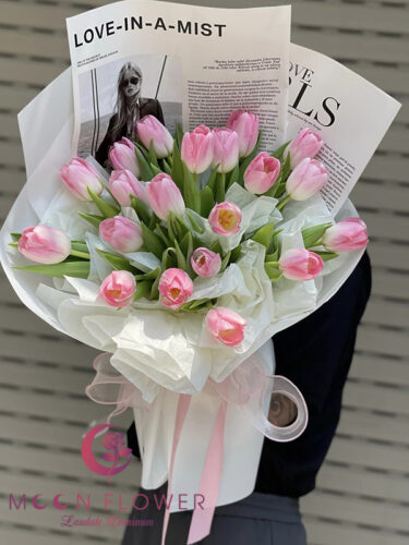 Bó hoa tulip màu hồng – Lời yêu