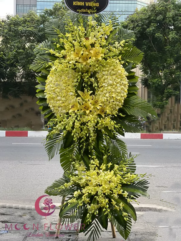 Lẵng hoa đám tang lan vàng - Vĩnh cửu