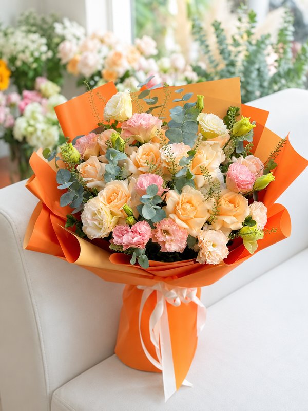 Bó hoa dành tặng sinh nhật - Sẻ Chia tone màu nhẹ nhàng mang cảm giác bình yên hạnh phúc