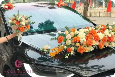 Xe hoa (SET1) Hoa xe cưới hồng cam - Tình Yêu Đẹp