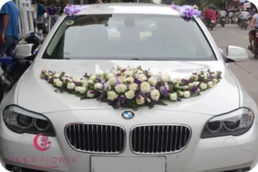Xe hoa (SET10) Hoa xe cưới hồng trắng - Chân Thành