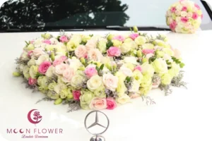 Hoa trên xe (SET2) Xe hoa cưới mầu hồng - Vui Mừng