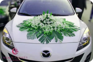 Xe hoa (SET4) Hoa xe cưới lan trắng - Ánh Sáng Mới