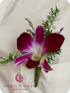 Hoa cài áo đám cưới (SET5) Xe hoa cưới lan tím - Chung Tình