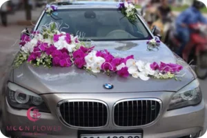 Xe hoa (SET7) Hoa xe cưới lan hồ điệp tím trắng - Sweet Love