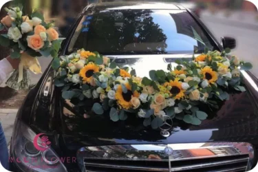 Hoa trên xe (SET20) Xe hoa cưới hướng dương -Lộng Lẫy