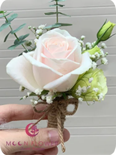 Hoa cài áo đám cưới (SET23) Xe hoa cưới mầu trắng hồng - Song Hỷ