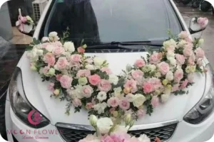Xe hoa (SET23) Xe hoa cưới mầu trắng hồng - Song Hỷ