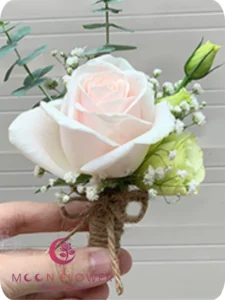 Hoa cài áo đám cưới (SET24) Hoa trang trí xe cưới mầu hồng kem - Hạnh Phúc