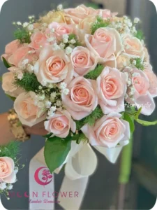 Hoa cô dâu (SET24) Hoa trang trí xe cưới mầu hồng kem - Hạnh Phúc