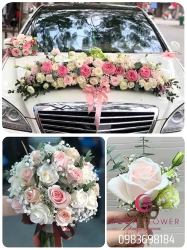 (SET26) Xe hoa cưới mầu hồng nhạt - Chung Chia
