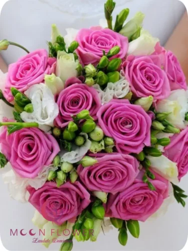 Hoa cầm tay cô dâu (SET30) Hoa trang trí xe cưới mầu hồng sen- Kết Nối