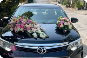 Hoa trên xe (SET30) Hoa trang trí xe cưới mầu hồng sen- Kết Nối