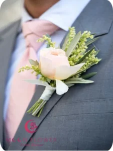 Hoa cài áo đám cưới (SET34) Hoa xe cưới mầu cam trắng - Ấm Áp
