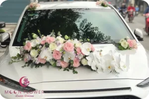 Hoa trên xe (SET40) Hoa xe cưới mầu hồng Ohara - Tình Ta