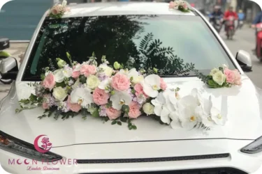 Hoa trên xe (SET40) Hoa xe cưới mầu hồng Ohara - Tình Ta