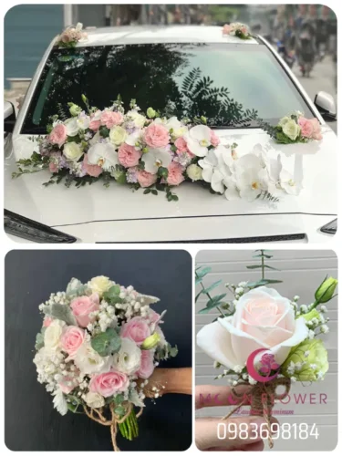 (SET40) Hoa xe cưới mầu hồng Ohara - Tình Ta