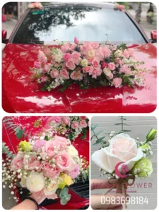 (SET43) Hoa xe cưới mầu hồng sen - Hy Vọng