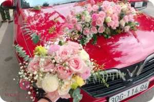 Hoa cầm tay cô dâu (SET43) Hoa xe cưới mầu hồng sen - Hy Vọng