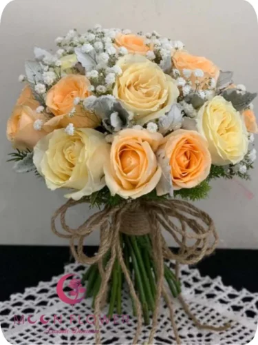 Hoa cưới cầm tay (SET44) Xe hoa cưới mầu cam nhạt - Đồng Lòng