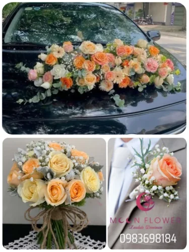 (SET44) Xe hoa cưới mầu cam nhạt - Đồng Lòng
