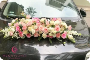 Hoa trên xe (SET47) Xe hoa cưới mầu hồng nhạt - Forever