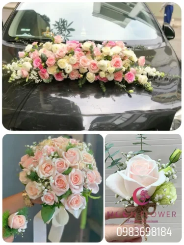 (SET47) Xe hoa cưới mầu hồng nhạt - Forever