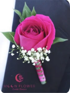 Hoa cài áo chú rể (SET48) Hoa trang trí xe cưới mầu hồng thắm - Thấu Hiểu Nhau