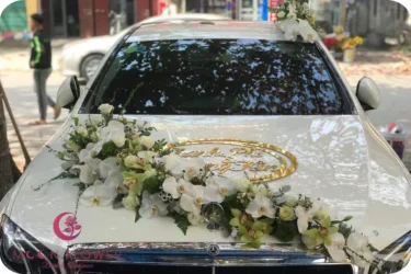 Hoa trên xe (SET52) Hoa xe cưới mầu trắng dạng dải - Ưng Ý