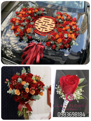 (SET53) Xe hoa cưới hồng đỏ cam - Niềm Vui Chung