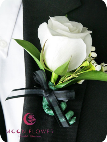 Hoa cài áo chú rể (SET55) Hoa xe cưới hồng trắng - Chân Tình