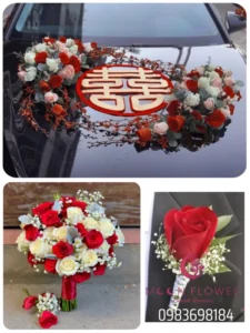 (SET56) Xe hoa cưới mầu đỏ trắng - Thủy Chung
