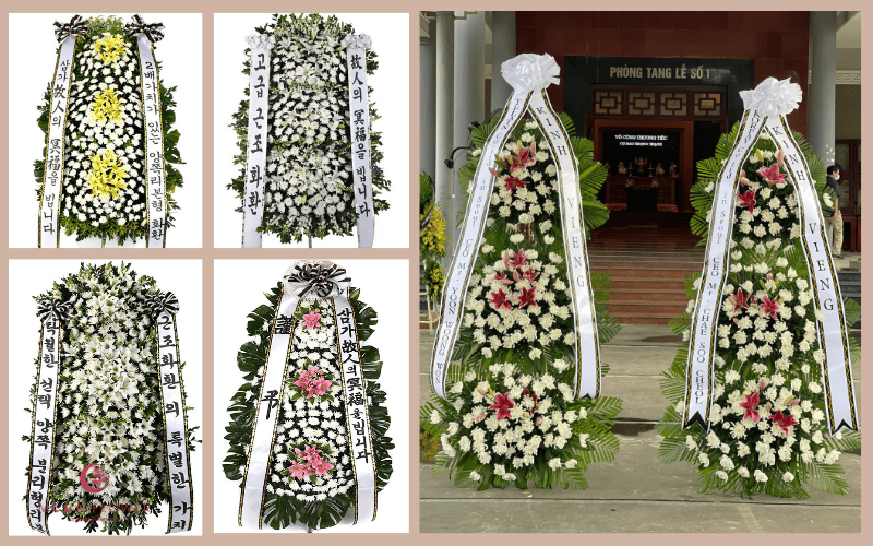 Kệ hoa viếng kiểu Hàn Quốc từ hoa Lily như lời thì thầm của niềm hy vọng