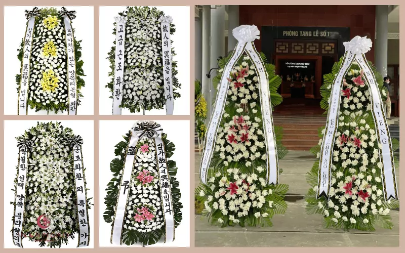 Kệ hoa viếng kiểu Hàn Quốc từ hoa Lily như lời thì thầm của niềm hy vọng