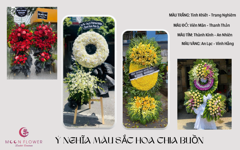 Ý nghĩa màu sắc hoa chia buồn thường dùng