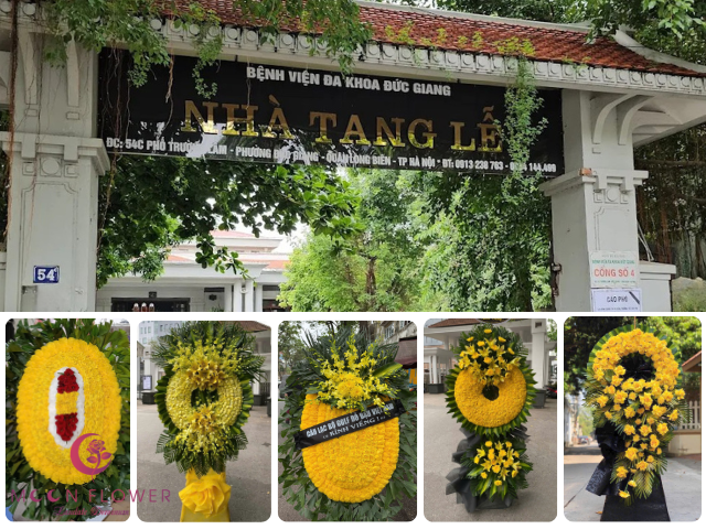 Banner đại diện vòng hoa tang lễ tại Long Biên