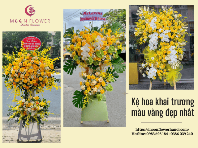 Kệ hoa khai trương màu vàng