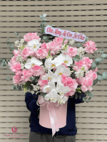 Giỏ hoa chúc mừng hồng ohara