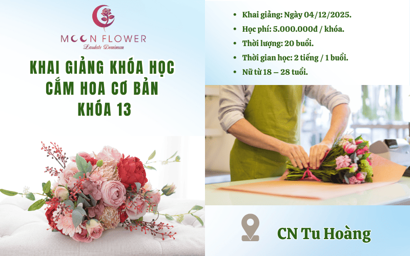 MoonFlower Store Tu Hoàng tuyển học viên cắm hoa khoá 13