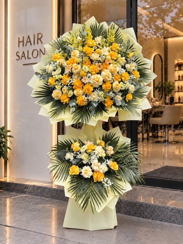 Lẵng hoa mừng khai trương tại Hair Salon mang vẻ đẹp nổi bật khởi sắc
