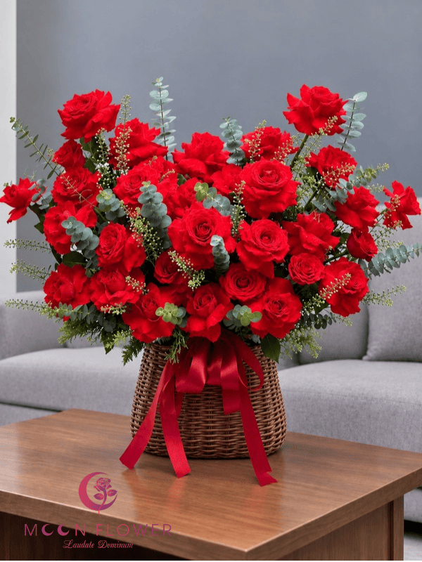 Giỏ hoa tặng 20-10-Ruby Romance